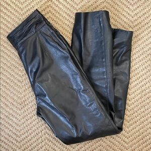 Vera Pelle Italy - Retro Leather Straight Pants - Black - 26